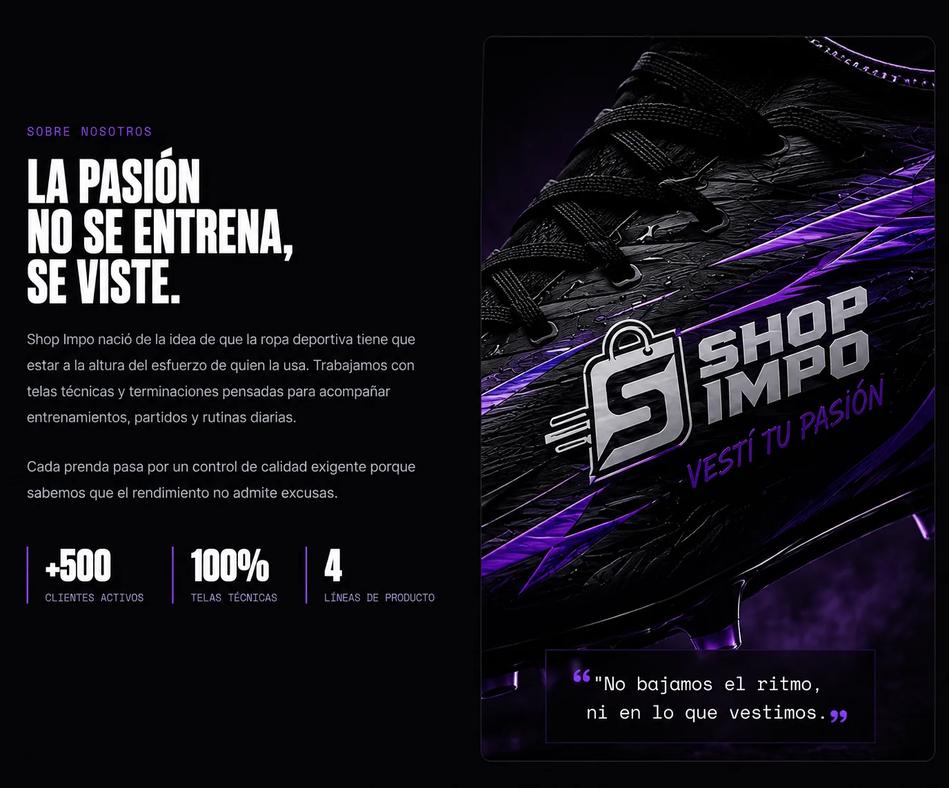 Sobre nosotros Shop Impo - La pasión no se entrena, se viste