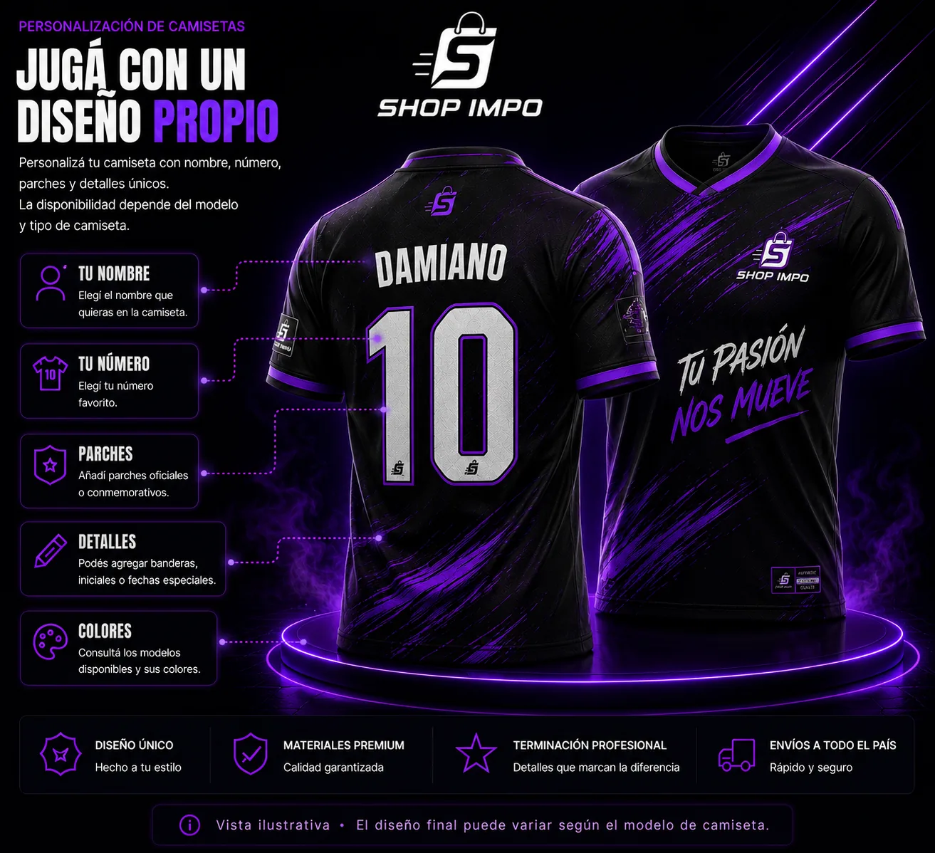 Camiseta personalizada Shop Impo número 10